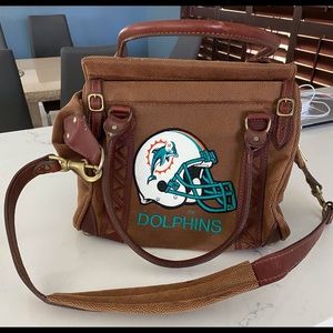 Miami Dolphins unique, roomy leather handbag/tote.